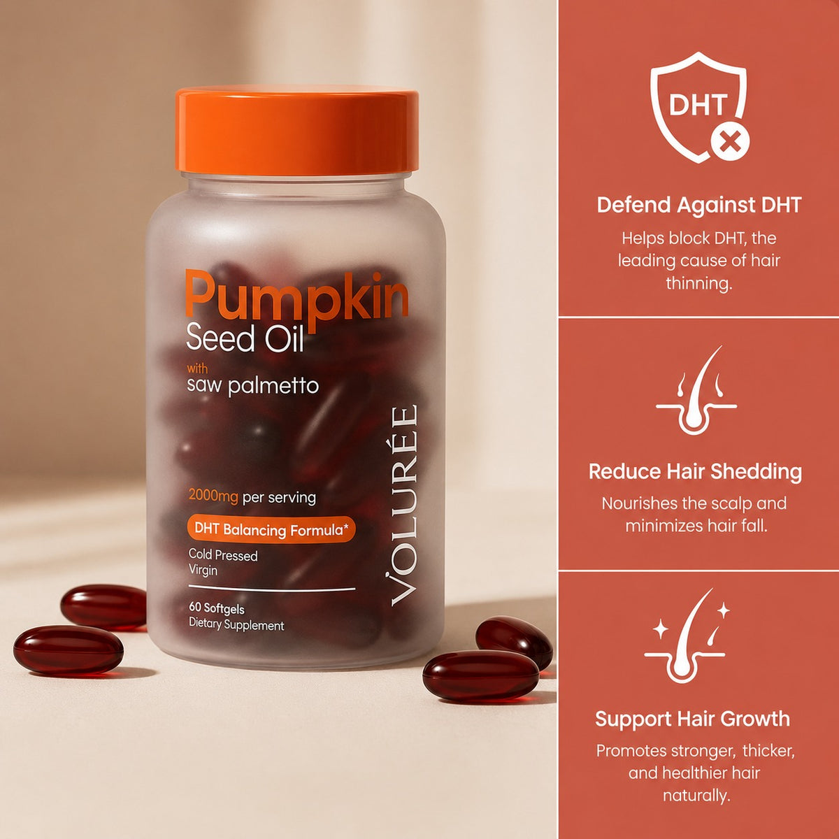 VOLURÉE Pumpkin Seed Oil Softgels
